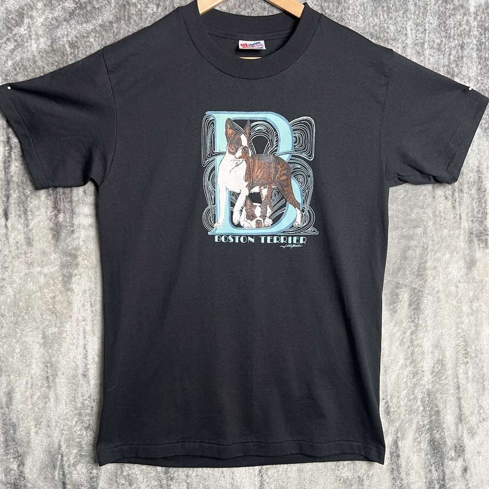 Vintage Boston Terrier T Shirt Mens Size M 90s Dog Lover Puppy Made In USA